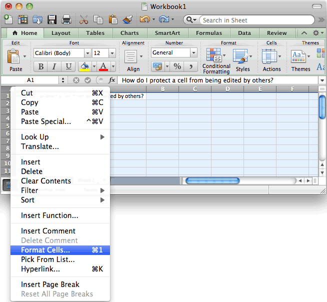 go to selected cell in excel for mac
